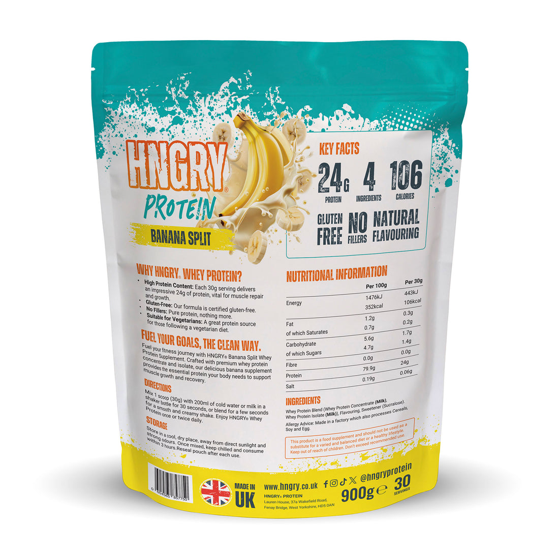 HNGRY Banana Split Whey Protein 900g