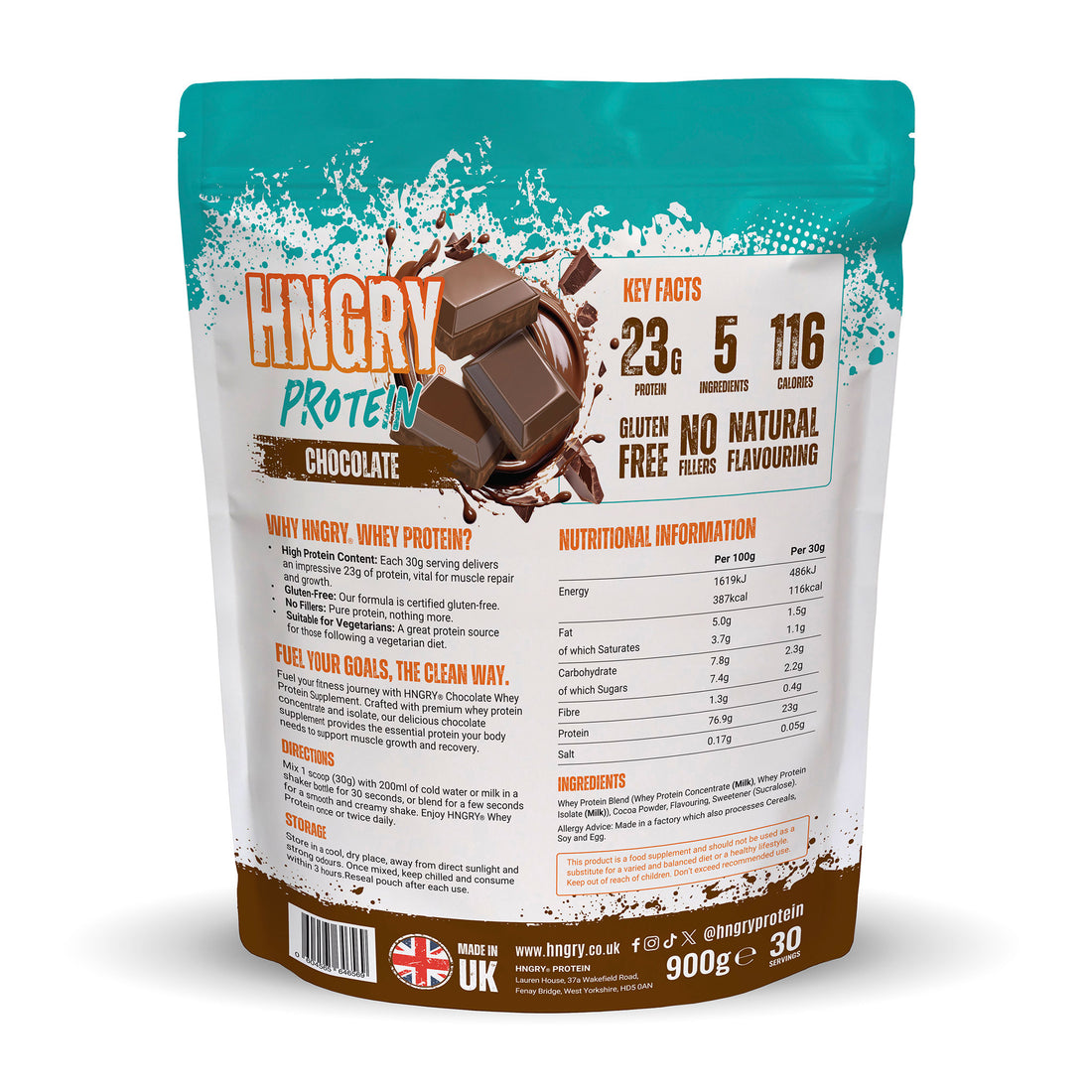 HNGRY Chocolate Whey Protein 900g